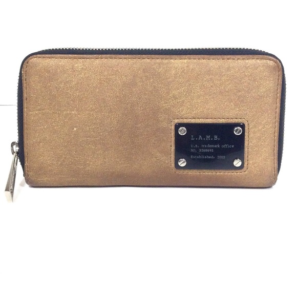 L.A.M.B. Handbags - L.A.M.B. Gold Shimmer Zippy Wallet
